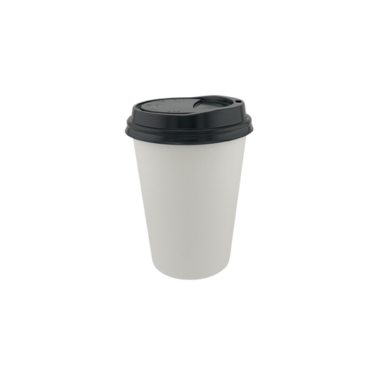 8oz Single Wall  90mm ( White Base 500pcs x Black Lid 500pcs)