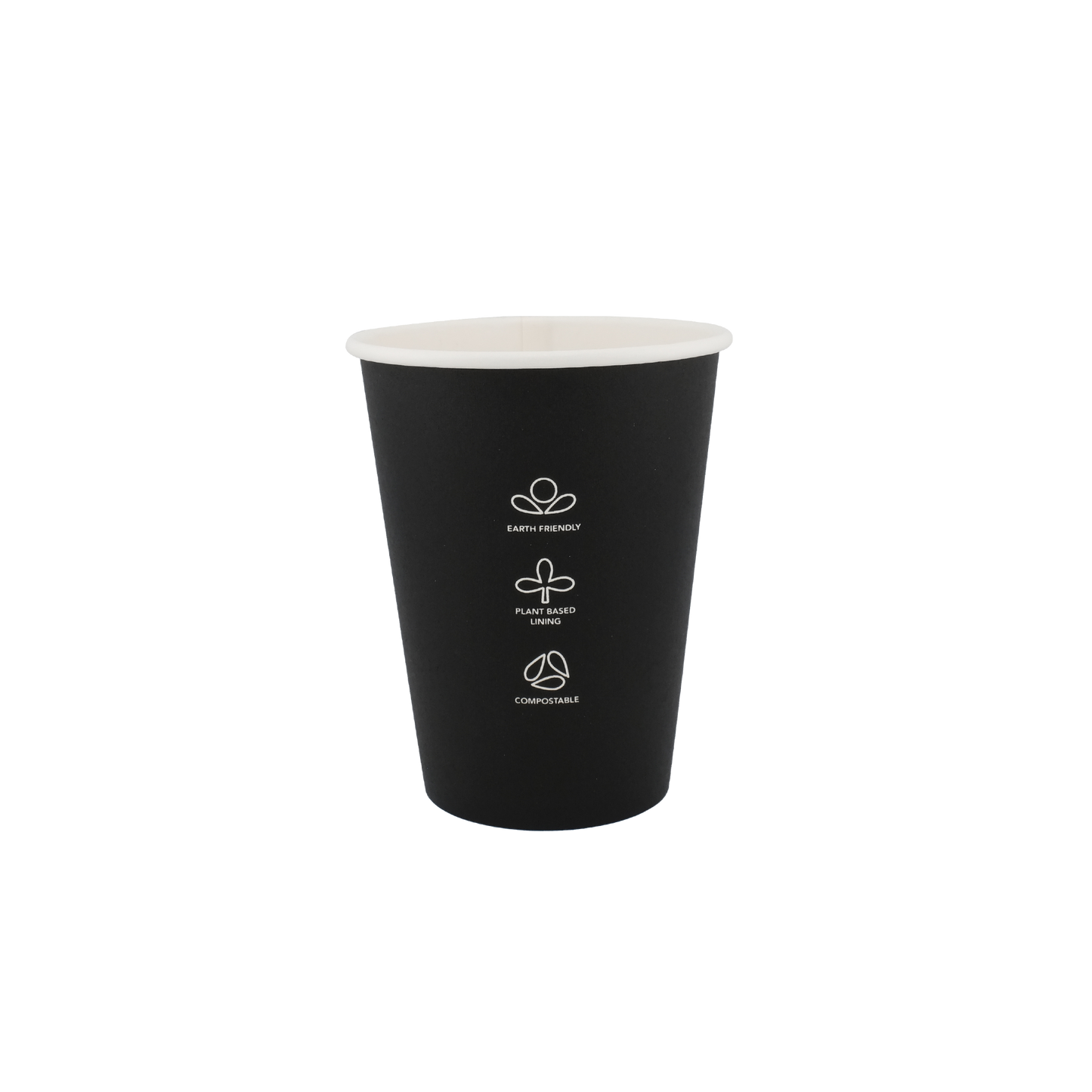 12oz Single Wall EcoHaven Hot Cup Black (90mm)