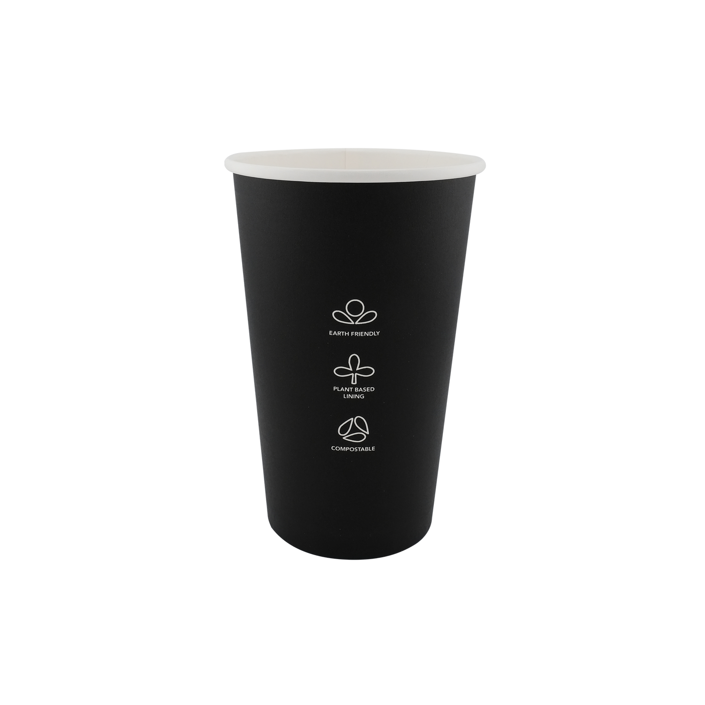 16oz Single Wall EcoHaven Hot Cup Black (90mm)