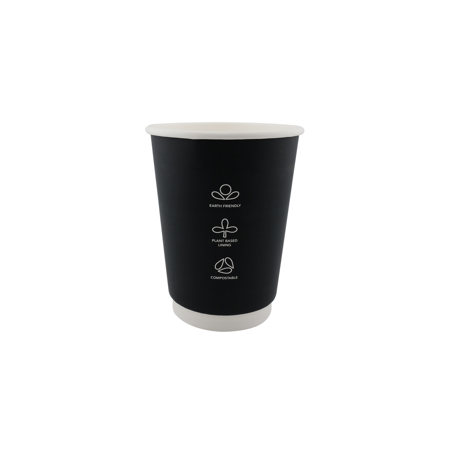 12oz Double Wall EcoHaven Cup Black (90mm)