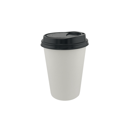 12oz Single Wall  90mm ( White Base 500pcs x Black Lid 500pcs)