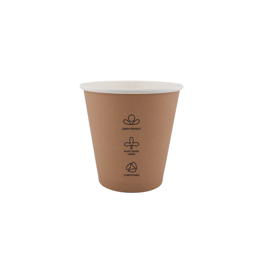 8oz Single Wall EcoHaven Hot Cup Kraft (90mm)