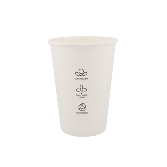 16oz Single Wall EcoHaven Hot Cup White (90mm)