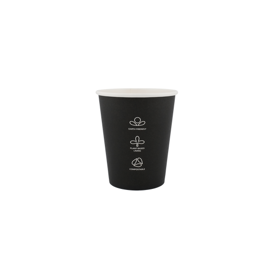 6oz Single Wall EcoHaven Hot Cup Black  (80mm)