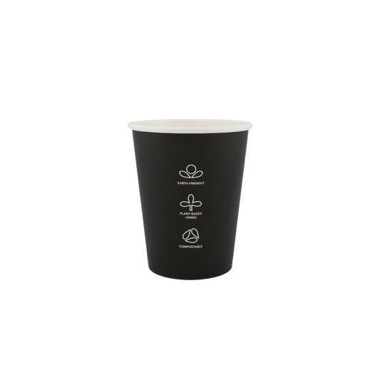 8oz Single Wall EcoHaven Hot Cup Black (80mm)