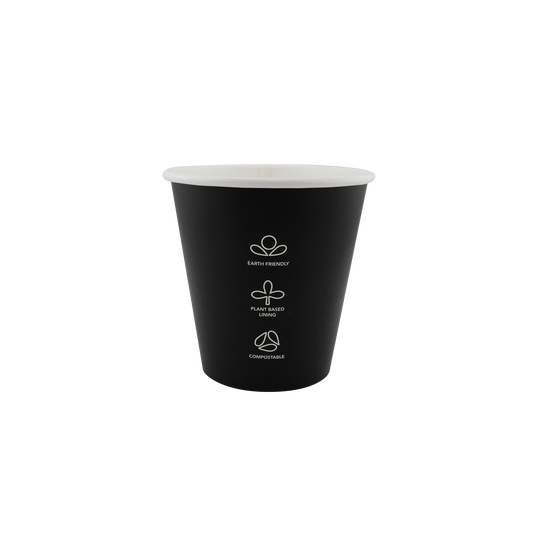 8oz Single Wall EcoHaven Hot Cup Black (90mm)
