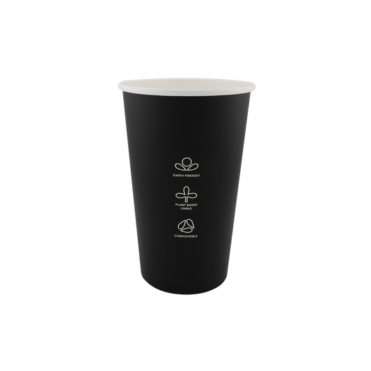 16oz Single Wall EcoHaven Hot Cup Black (90mm)