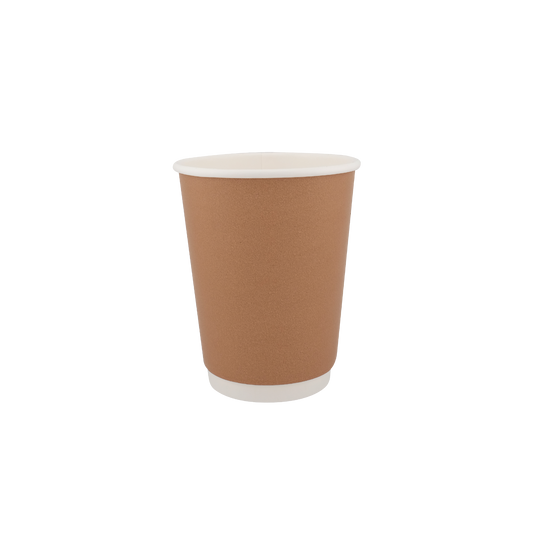 12oz Double Wall Hot Cup Kraft  (90mm)