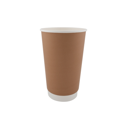 16oz Double Wall Hot Cup Kraft  (90mm)