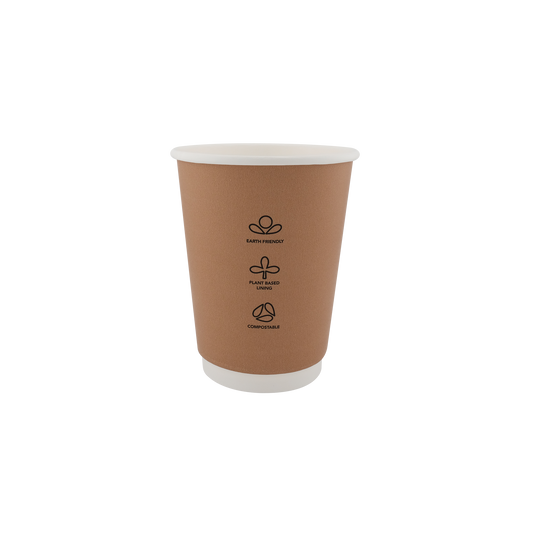 12oz Double Wall  EcoHaven Cup Kraft  (90mm)