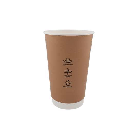 16oz Double Wall Hot EcoHaven Cup Kraft  (90mm)