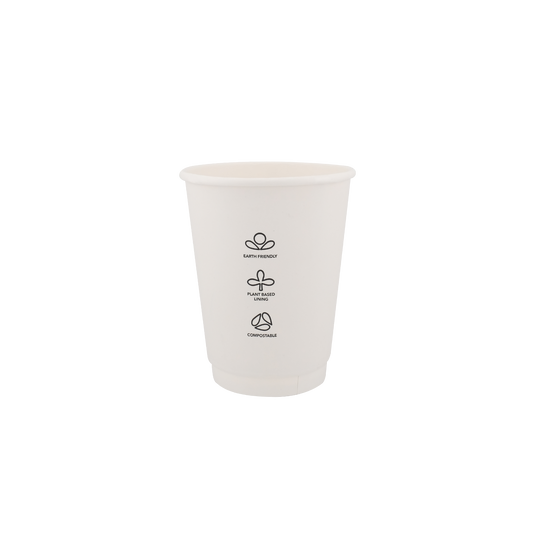 8oz Double Wall  EcoHaven Cup White  (90mm)