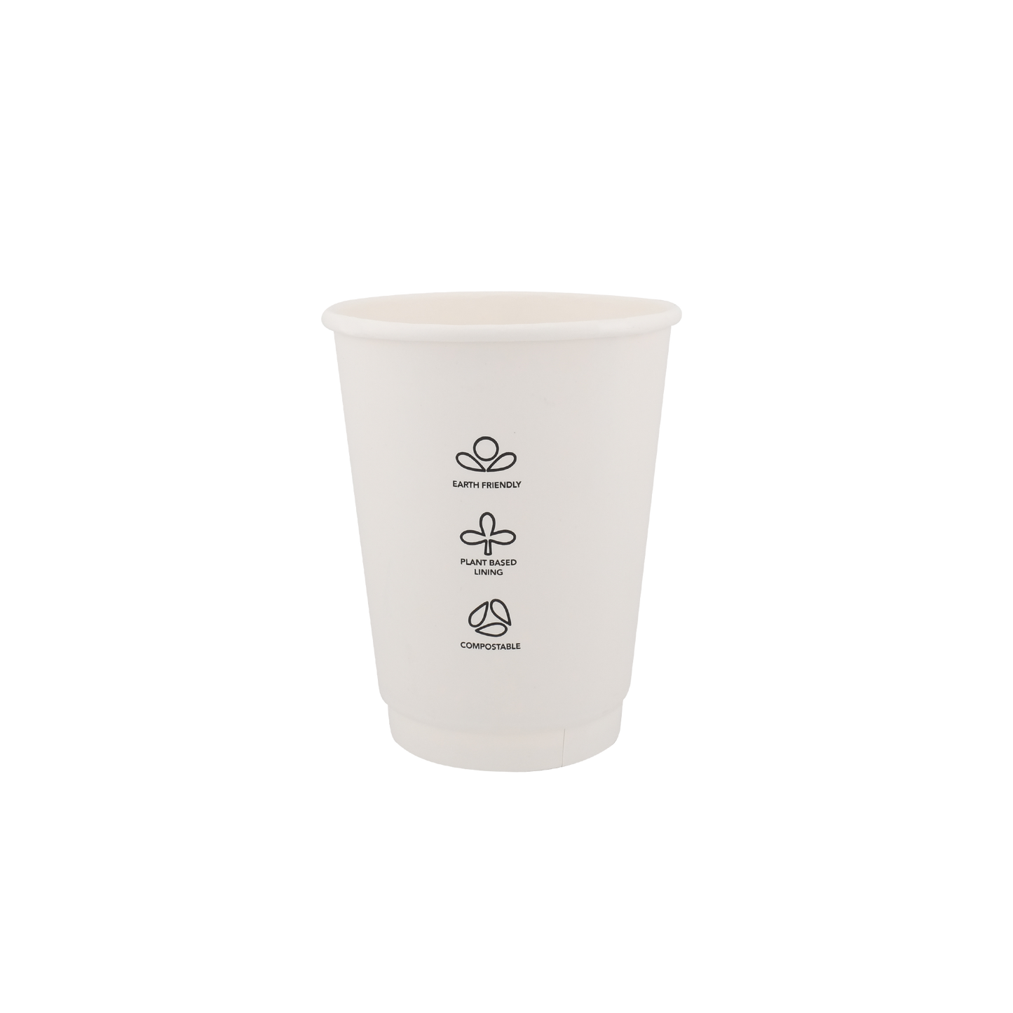 12oz Double Wall  EcoHaven Cup White  (90mm)