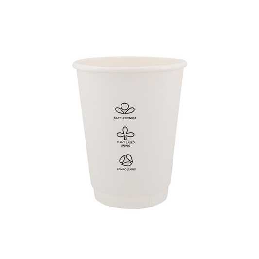 16oz Double Wall Hot EcoHaven Cup White  (90mm)
