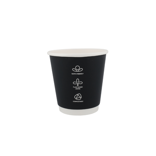 8oz Double Wall  EcoHaven Cup Black  (90mm)