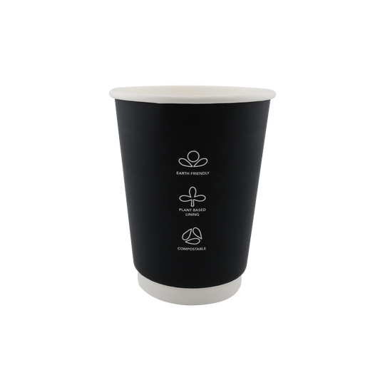 16oz Double Wall Hot EcoHaven Cup Black (90mm)