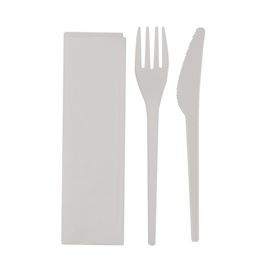CPLA Cutlery Set Knife Fork Napkin