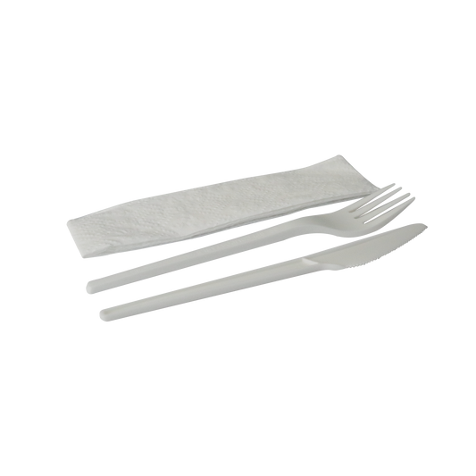 CPLA Cutlery Set Knife Fork Napkin