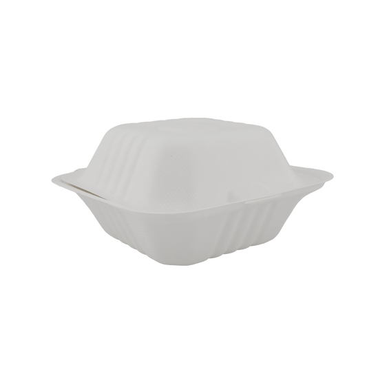 Burger White Clamshell 6"x 6"