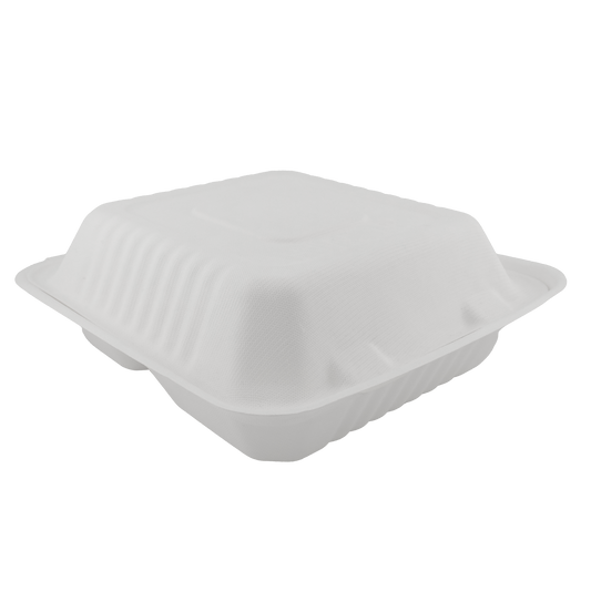 Dinner Box (3 Compartment) Clamshell 8" x 8"- 3C